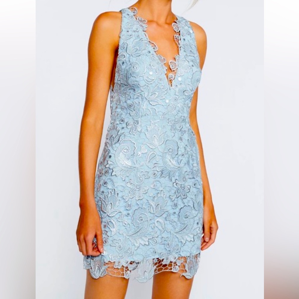 NWOT Free People Margot Lace Bodycon Dress in Ocean Blue